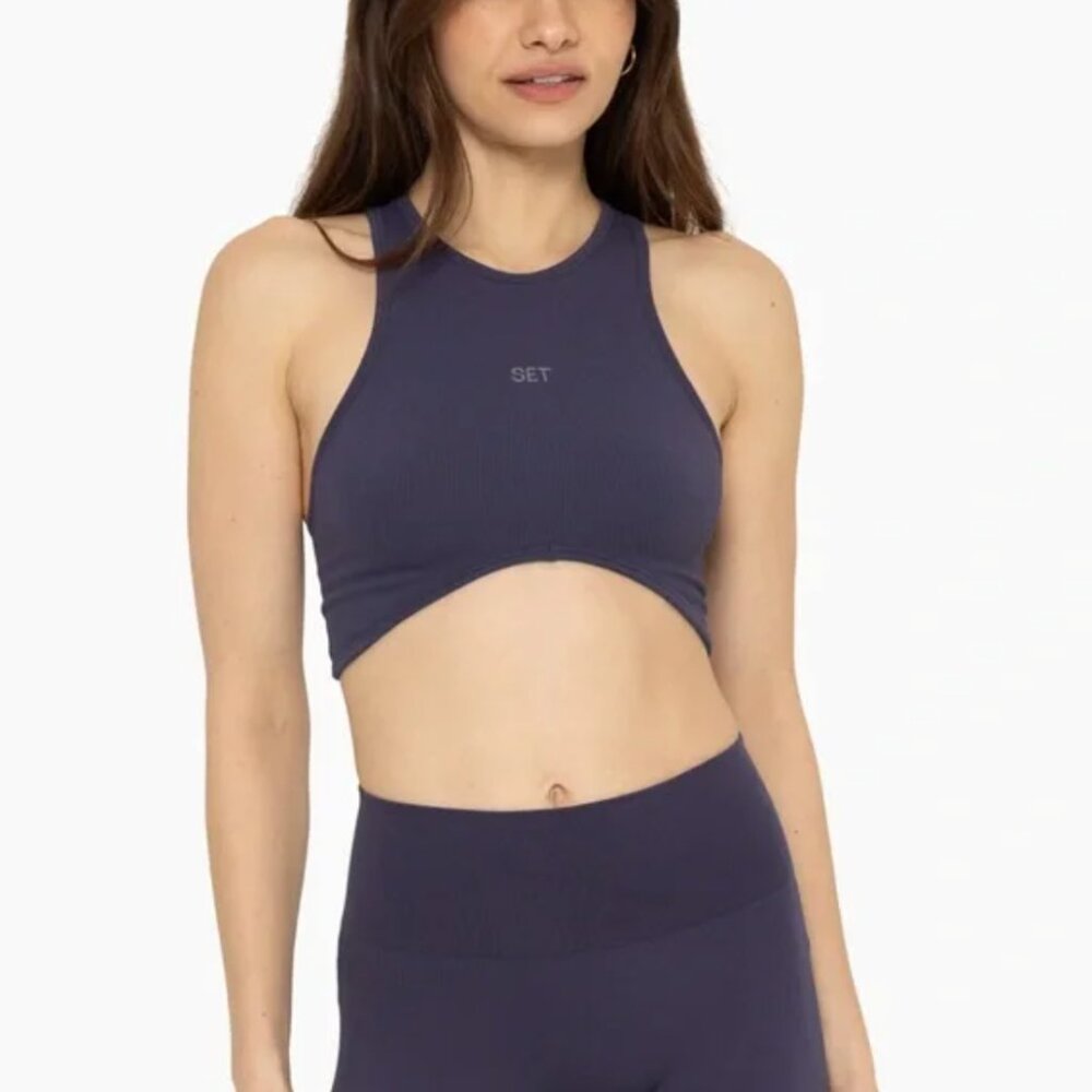 SET Active Sculptflex High Neck Angle Bra in Galaxy